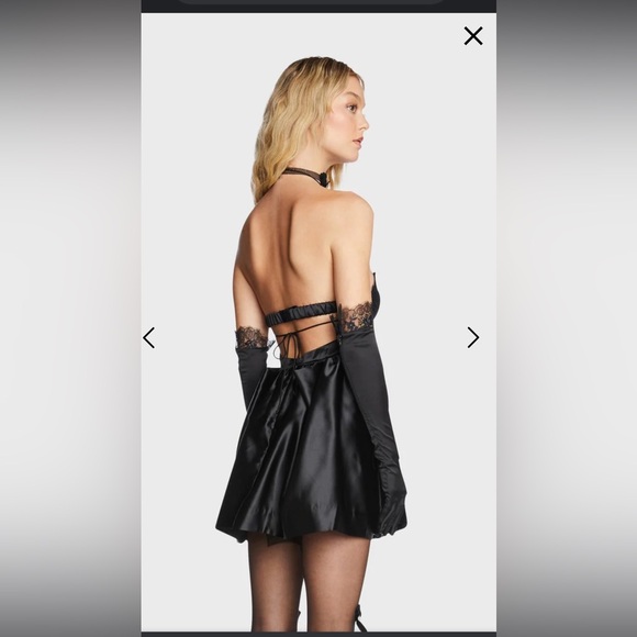 For Love & Lemons Virginia appliqué black dress w gloves NWT 🎀 - Picture 4 of 15